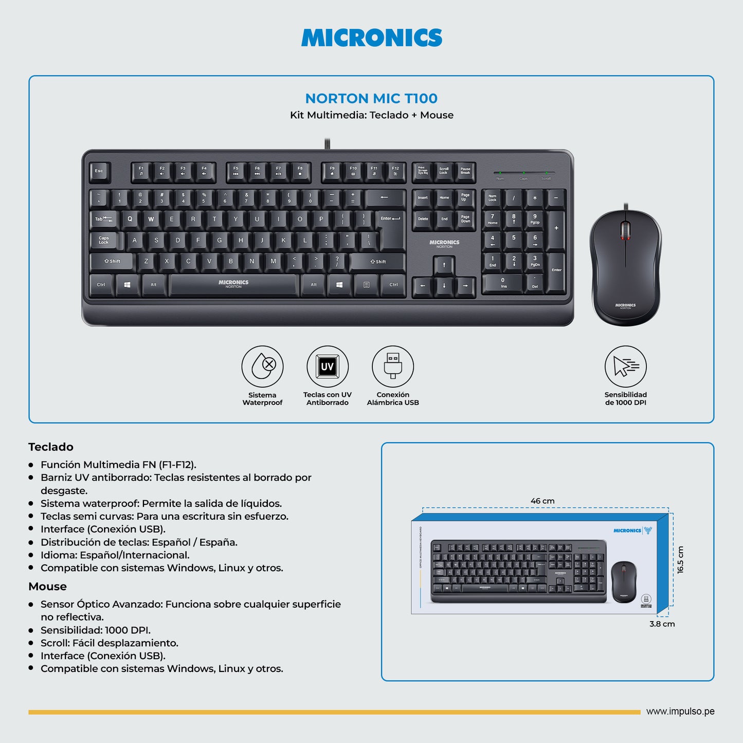 Kit Norton MIC T100 Teclado + Mouse USB