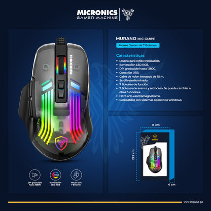 Mouse Gamer Murano con 7 Botones