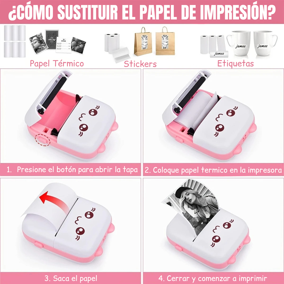 Mini Impresora Térmica Portátil HD - Imprime donde quieras sin complicaciones